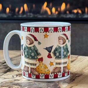 1998 Vintage “Christmas Bears” Mug by Debbie Mumm, Sakura Stoneware, Holiday